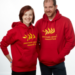 Female and male models wearing PCRF hoodie sweatshirt