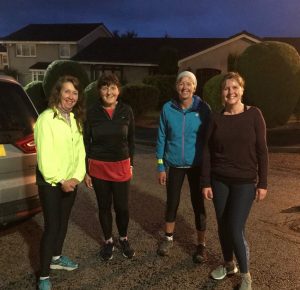 Alison Hamel and friends during night time run